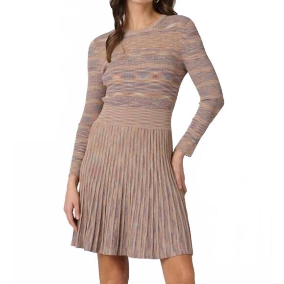 NEW SHOSHANNA martha mini dress in tan/ slate blue/ umber - Picture 2 of 4